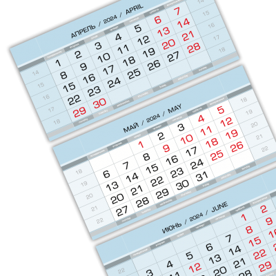 Календарные блоки 2024 Призводственные Стандарт КС, Серебристо-голубой